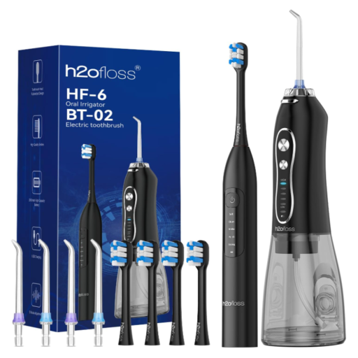 ست مسواک برقی و واترجت دندان H2ofloss مدل BT-02 و HF-6