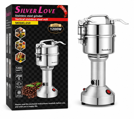آسیاب برقی Silver Love مدل 250 | قدرت 1200 وات | ظرفیت 250 گرم | تیغه استیل